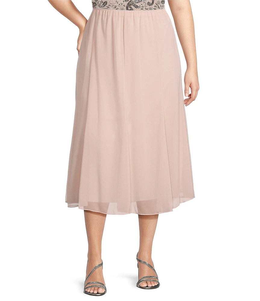 Alex Evenings Plus Size Chiffon A Line Midi Skirt