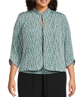 Alex Evenings Plus Size Glitter Jersey Knit Mandarin Collar 2-Piece Twinset