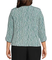 Alex Evenings Plus Size Glitter Jersey Knit Mandarin Collar 2-Piece Twinset