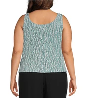 Alex Evenings Plus Size Glitter Jersey Knit Mandarin Collar 2-Piece Twinset
