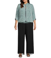 Alex Evenings Plus Size Glitter Jersey Knit Mandarin Collar 2-Piece Twinset