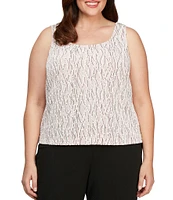 Alex Evenings Plus Size Glitter Jersey Knit Mandarin Collar 2-Piece Twinset