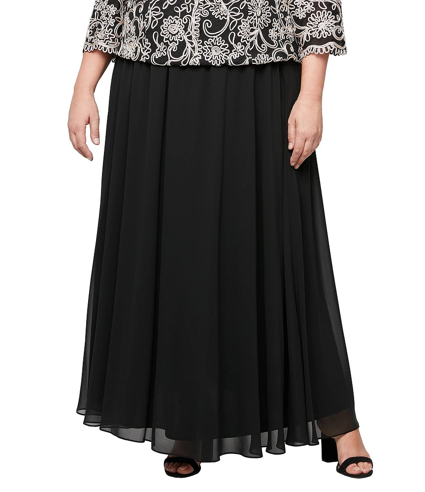 Alex Evenings Plus Size Long Chiffon A Line Full Skirt