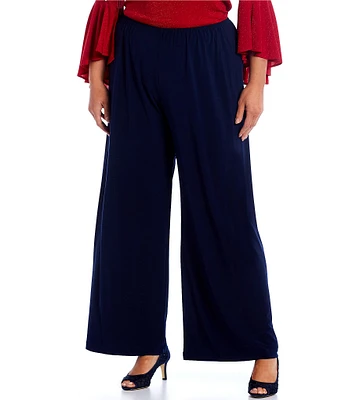 Alex Evenings Plus Size Matte Jersey Wide Leg Long Pants