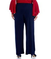 Alex Evenings Plus Size Matte Jersey Wide Leg Long Pants
