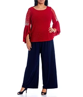 Alex Evenings Plus Size Matte Jersey Wide Leg Long Pants