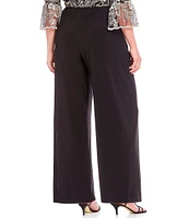 Alex Evenings Plus Size Matte Jersey Wide Leg Long Pants