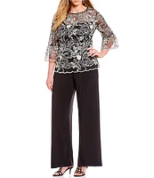 Alex Evenings Plus Size Matte Jersey Wide Leg Long Pants
