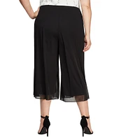 Alex Evenings Plus Size Mesh Mid Rise Wide Leg Crop Pant