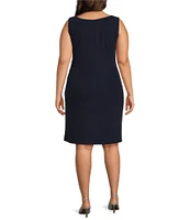 Alex Evenings Plus Size Metallic Knit Illusion Sleeve Jacket Dress