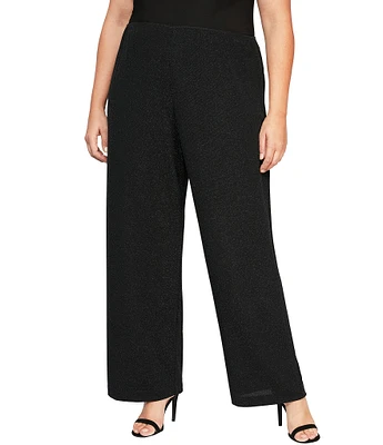 Alex Evenings Plus Size Metallic Knit Straight Leg Pants