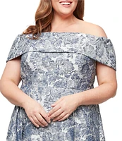 Alex Evenings Plus Size Off-The-Shoulder Floral Jacquard Ballgown