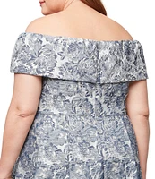 Alex Evenings Plus Size Off-The-Shoulder Floral Jacquard Ballgown