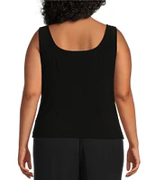 Alex Evenings Plus Size Stretch Tulle Scoop Neck 3/4 Sleeve Embroidered Sequin 2-Piece Twinset