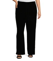 Alex Evenings Plus Size Stretch Velvet Flat Front Straight Leg Pull-On Pants