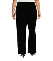 Alex Evenings Plus Size Stretch Velvet Flat Front Straight Leg Pull-On Pants