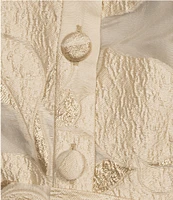 Alex Evenings Point Collar 3/4 Sleeves Long Jacquard Ballgown