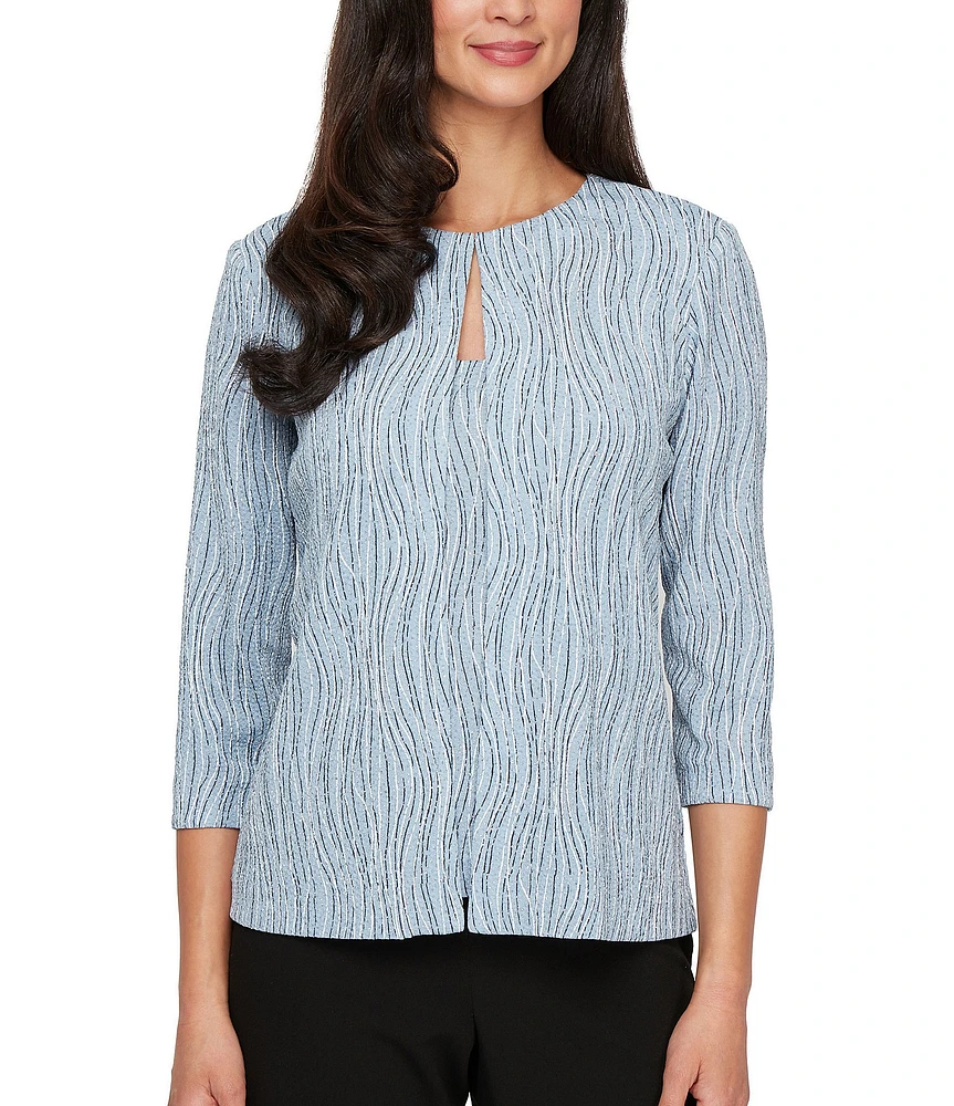 Alex Evenings Printed Jacquard Knit Twinset