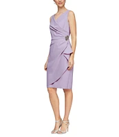 Alex Evenings Surplice V-Neck Sleeveless Ruched Brooch Sheath Dress