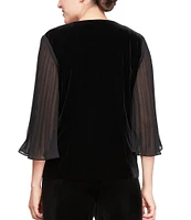 Alex Evenings Scoop Neck 3/4 Illusion Sleeve Stretch Velvet Twinset