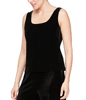 Alex Evenings Scoop Neck 3/4 Illusion Sleeve Stretch Velvet Twinset