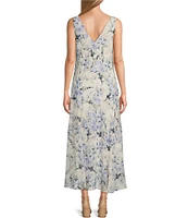 Alex Evenings Sleeveless Cowl Neck Floral Midi Length Dress