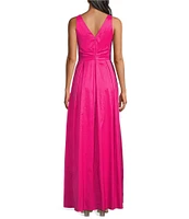 Alex Evenings Sleeveless V-Neck Stretch Taffeta A-Line Dress