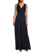 Alex Evenings Sleeveless V-Neck Stretch Taffeta A-Line Dress