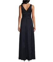 Alex Evenings Sleeveless V-Neck Stretch Taffeta A-Line Dress