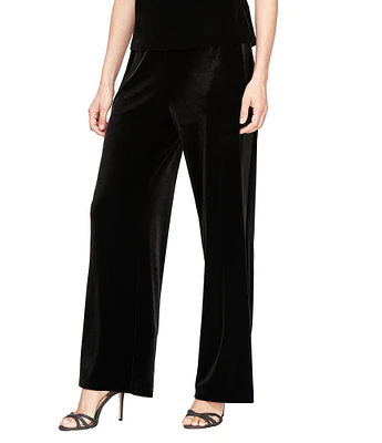 Alex Evenings Straight Leg Side Satin Panel Detail Full Length Velvet Pant