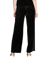 Alex Evenings Straight Leg Side Satin Panel Detail Full Length Velvet Pant