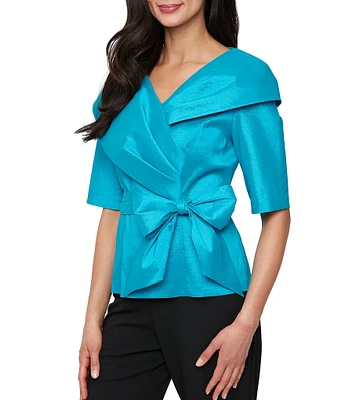Alex Evenings Stretch Taffeta Portrait Collar Blouse