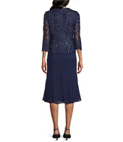 Alex Evenings Stretch Tulle Chiffon Jacket Dress