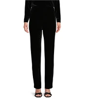 Alex Evenings Stretch Velvet Slim Leg Flat Front Pull-On Pants