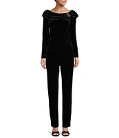 Alex Evenings Stretch Velvet Slim Leg Flat Front Pull-On Pants