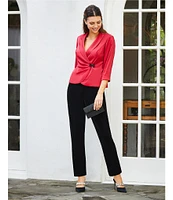 Alex Evenings Stretch Velvet Slim Leg Flat Front Pull-On Pants