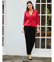 Alex Evenings Stretch Velvet Slim Leg Flat Front Pull-On Pants