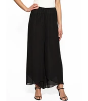 Alex Evenings Chiffon Tulip Hem Mid Rise Wide Leg Flowy Pants