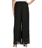 Alex Evenings Chiffon Tulip Hem Mid Rise Wide Leg Flowy Pants