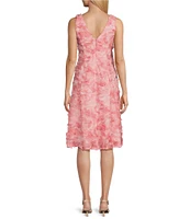 Alex Evenings Tulle Rosette V-Neck Sleeveless A-Line Midi Dress