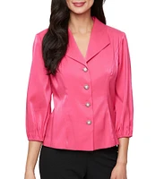 Alex Evenings V-Neck 3/4 Sleeve Button Front Shimmer Blouse