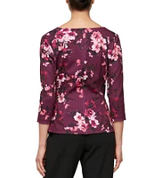 Alex Evenings V-Neck 3/4 Sleeve Faux Wrap Top