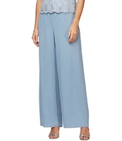Alex Evenings Wide Leg Mid Rise Chiffon Pants