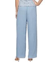Alex Evenings Wide Leg Mid Rise Chiffon Pants