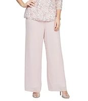 Alex Evenings Wide Leg Mid Rise Chiffon Pants