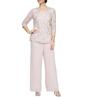Alex Evenings Wide Leg Mid Rise Chiffon Pants
