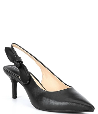 Alex Marie Aaileen Bow Leather Slingback Pumps