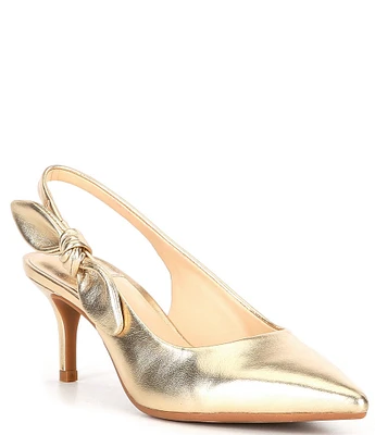 Alex Marie Aaileen Metallic Leather Slingback Bow Pumps