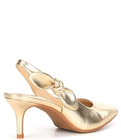 Alex Marie Aaileen Metallic Leather Slingback Bow Pumps