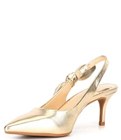 Alex Marie Aaileen Metallic Leather Slingback Bow Pumps